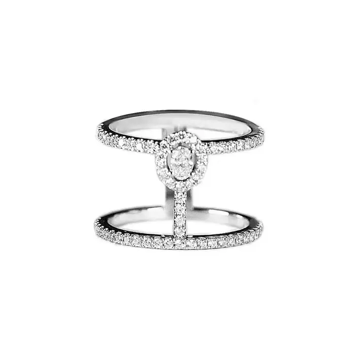 Bague en argent sterling 925 ovale sertie de diamants pour femmes occasion spéciale élégante à offrir mariage polyvalente