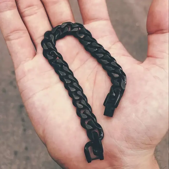 Bracelet noir en acier inoxydable pour homme, bijoux hip hop cubain, cadeau vintage, accessoires JOF