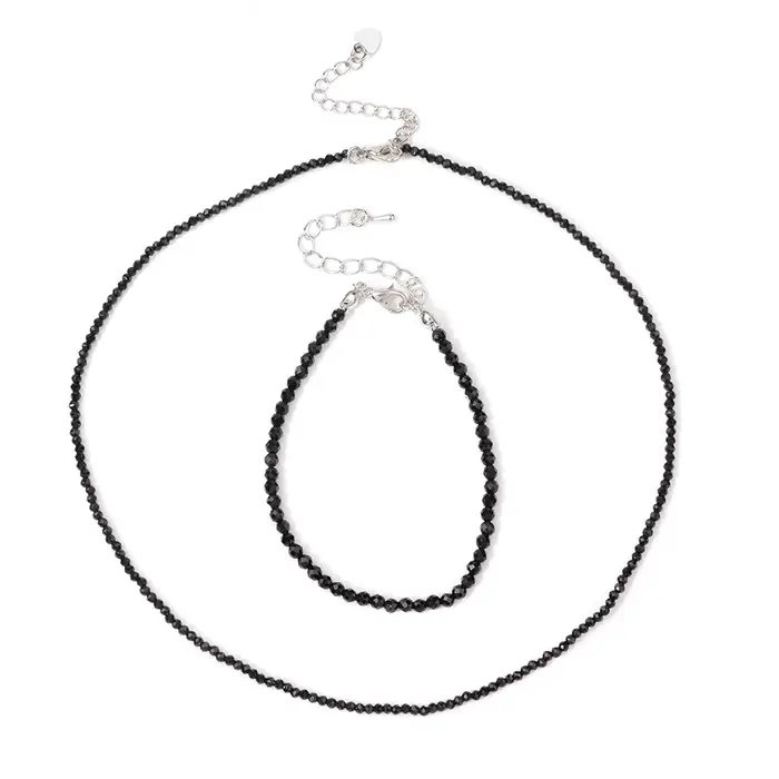 Ensemble collier et bracelet de pierres précieuses pour femmes et filles, perles minuscules colorées