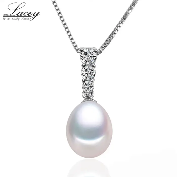Collier pendentif en perles d'eau douce naturelles blanches pour femmes, en argent Sterling 925, vér