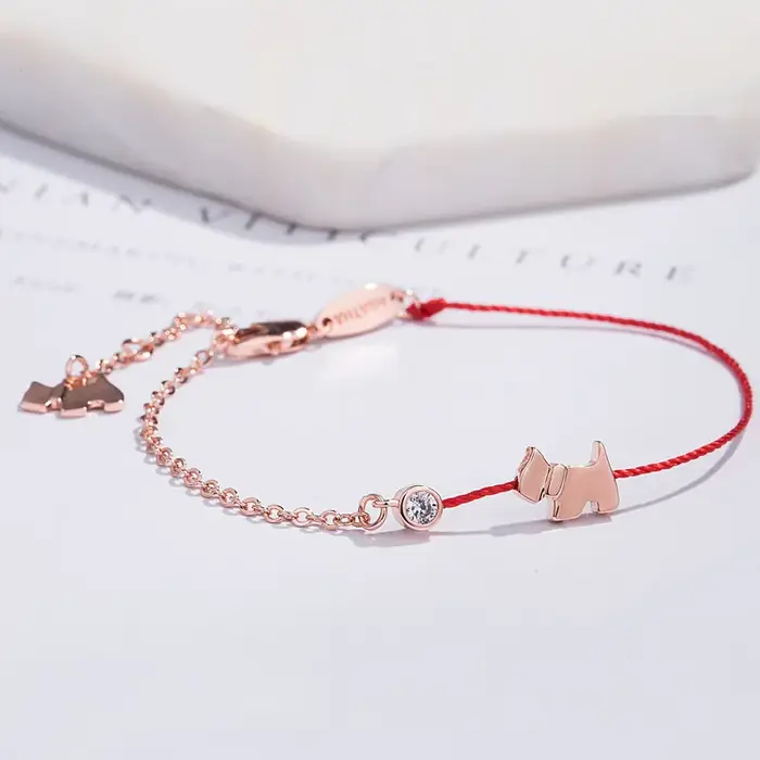 Buyee 925 Bracelet chien en argent Sterling exquis cochon corde rouge