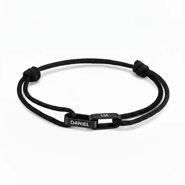Bracelet de couple personnalisé avec 2 noms gravés – Bracelet d'amitié en corde réglable pour lui et