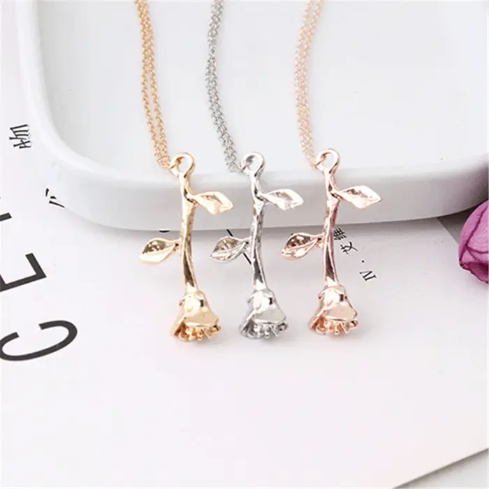 Collier de bijoux de mode en argent couleur or Rose