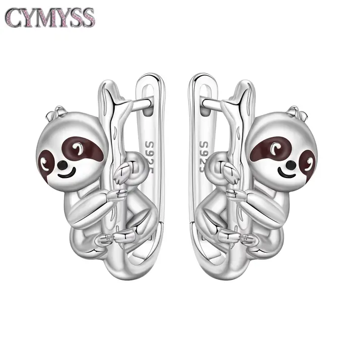 Boucles d'oreilles en argent sterling 925, élément animal, éléphant, panda, oiseaux, perroquet, bijo
