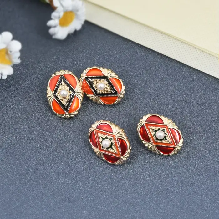 Boucles d'oreilles rétro en émail peint, style floral géométrique, bijoux pour femmes, accessoire de mode, petites décorations d'oreille de niche