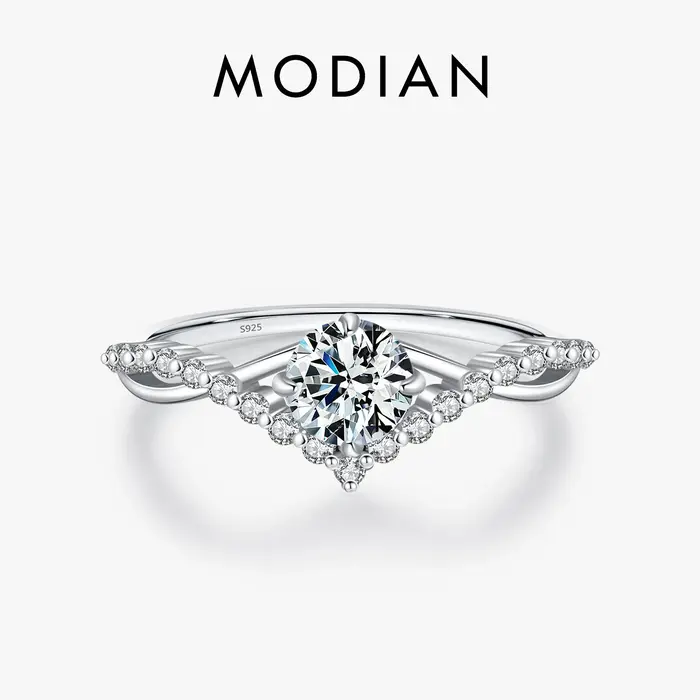 MODIAN couronne D couleur Moissanite bague délicate laboratoire diamant