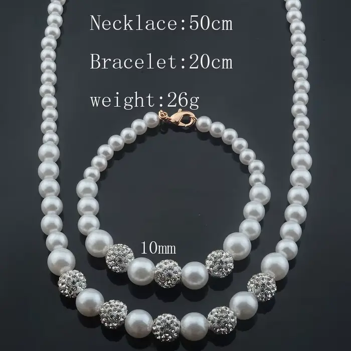 Femmes dames 585 couleur or Rose marron vert perle Bracelet collier boucles d'oreilles ensemble bijo