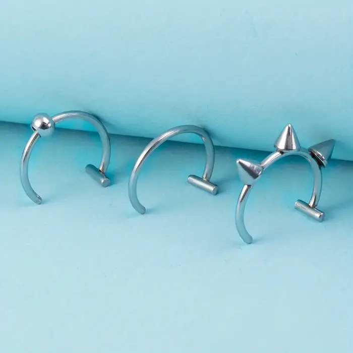 1-10 pièces 18G faux anneau à lèvres Style Hip Hop ensemble de bagues à lèvres à clipser bijoux Non 