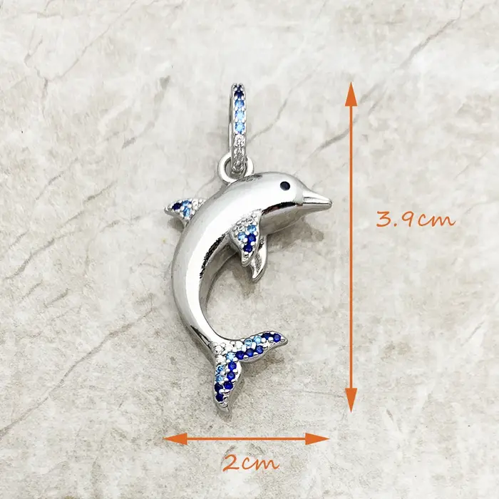 Pendentif dauphin bleu marque en argent Sterling 925