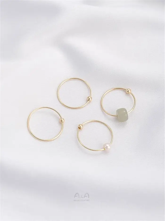 Boucles d'oreilles en perles dorées enveloppées de 14K, avec fil rond ouvert, accessoires d'oreille 