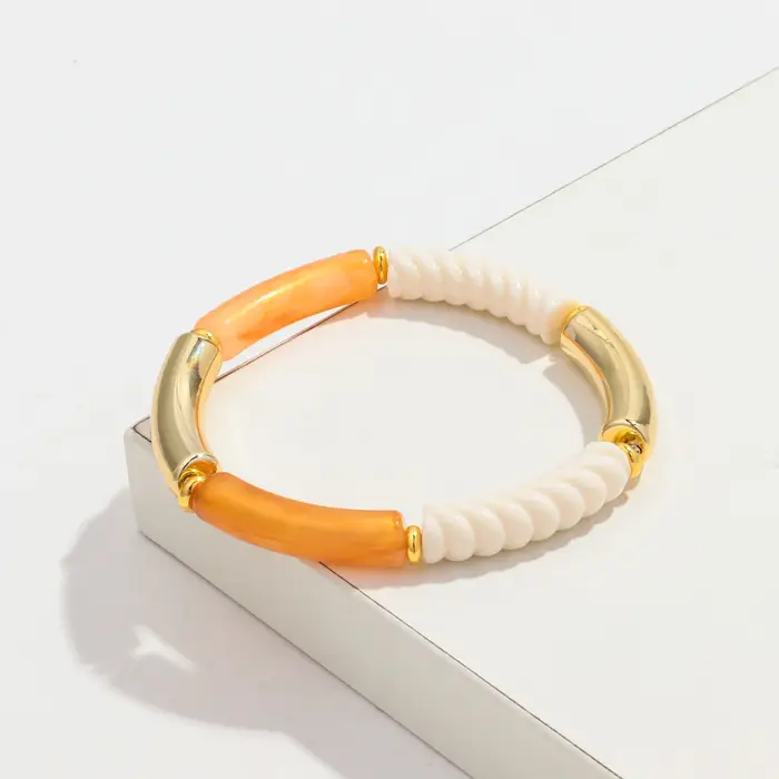 Bracelets à Main en Fil de Bambou Acrylique pour Femme, Accessoire en Résine Empilable, Tube Fin, Pe