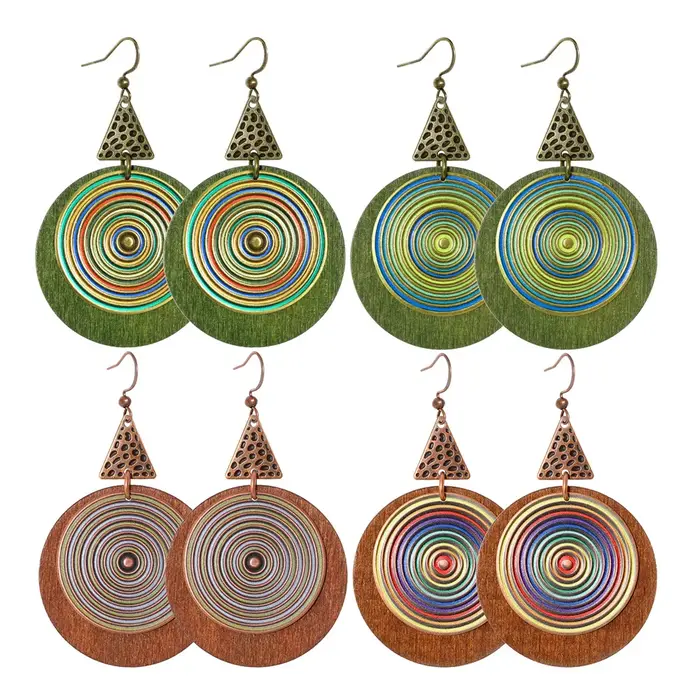 Boucles d'oreilles rondes en spirale colorée pour femmes