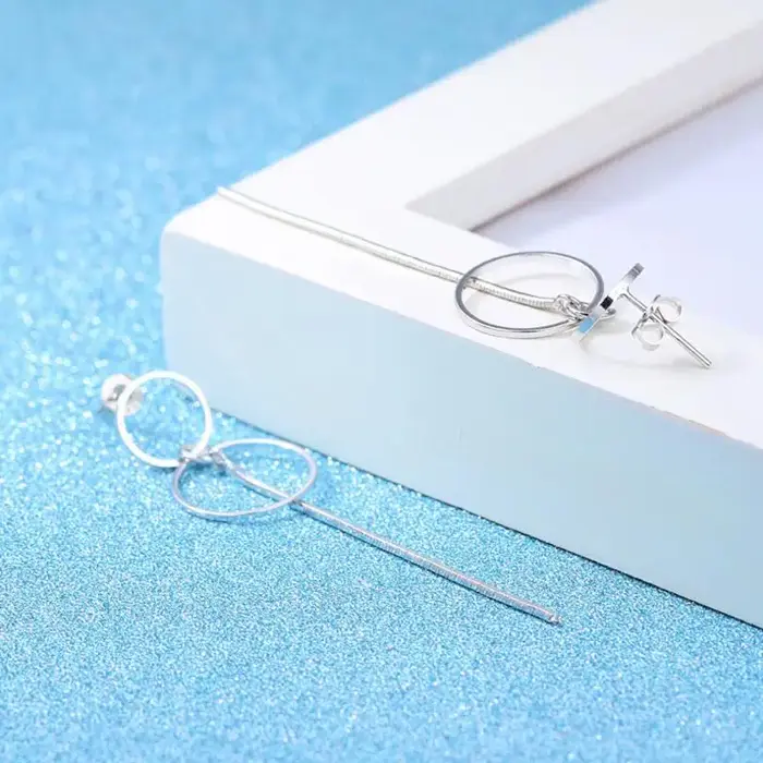 ANENJERY – boucle d'oreille longue couleur argent
