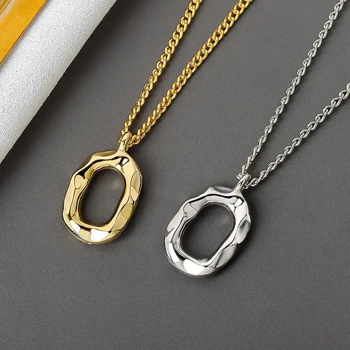 Argent élégant rond couleur or géométrique pendentif collier Bijoux fins pour les femmes