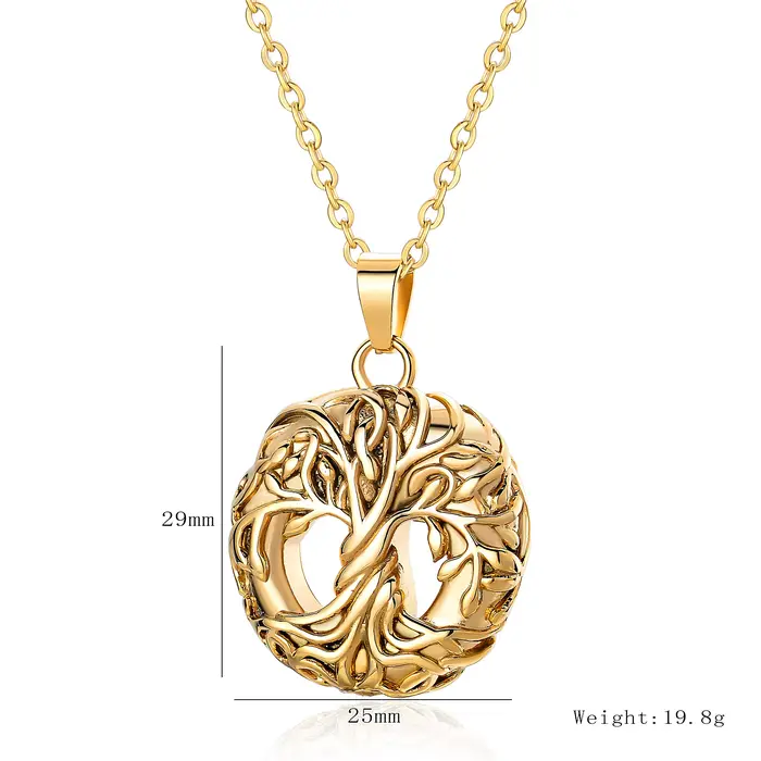 Collier Urne Arbre de Vie pour Hommes et Femmes, Bijou Funéraire Rond pour Cendres d'Êtres Chers, Médaillon Urne Commémorative, Dropshipping