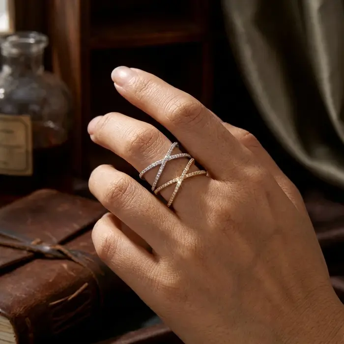 Bague croisée moderne pour femme