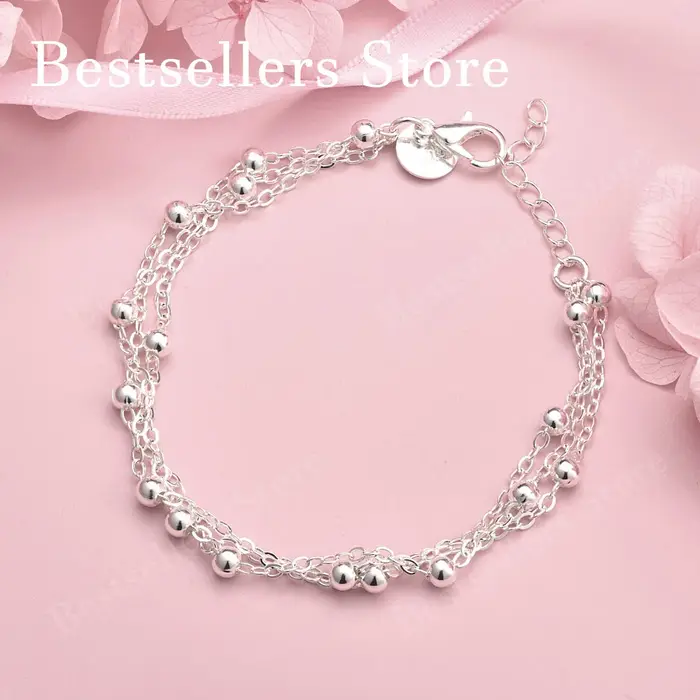 Bracelet de perles exquises en argent sterling 925 de 8 pouces, accessoires de mode pour femmes, bij
