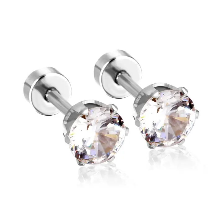 Boucles d'oreilles rondes cristal zircone cubique acier inoxydable plaqué or stud earrings pour femmes occasions spéciales elegance festive