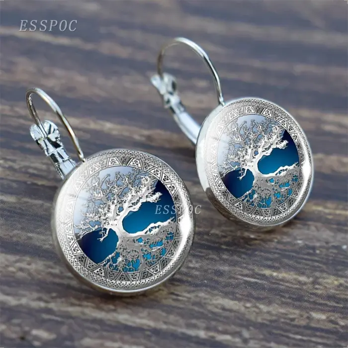 Boucles d'oreilles arbre de vie en verre coloré pour femmes modernes, bijoux pour occasions spéciales et cadeaux romantiques