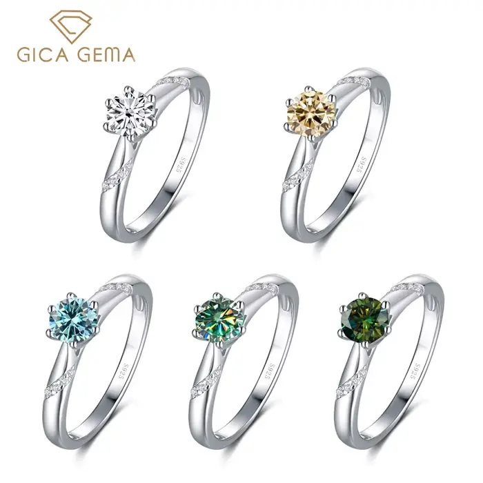 Gica Gema-Bagues en diamant Moissanite pour femme