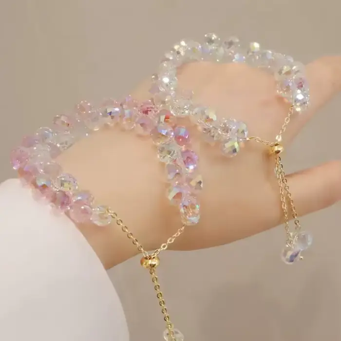 Bracelet en cristal brillant unisexe classique avec motifs ronds pour femmes et hommes, parfait pour les rendez-vous et les cadeaux d'amitié