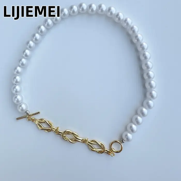 Collier de perles tressées en forme de chaîne avec fermoir OT ; Matériaux et accessoires en gros pour la fabrication de bijoux DIY pour femmes.
