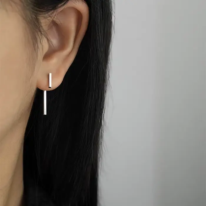 Nouveau S925 argent mode Simple T barre goutte boucle d'oreille pour les femmes géométrique oreille veste boucles d'oreilles cadeaux de fête de mariage bijoux fins
