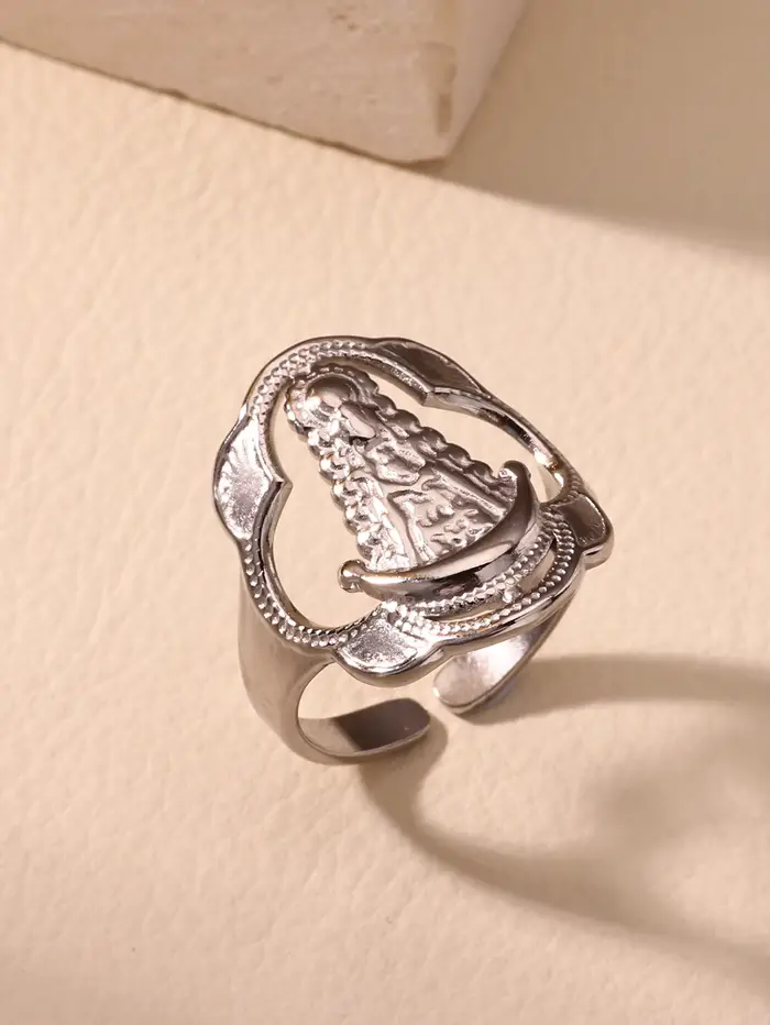 Bague ouverte Vintage vierge marie pour femmes, en acier inoxydable, couleur or, bague religieuse, j