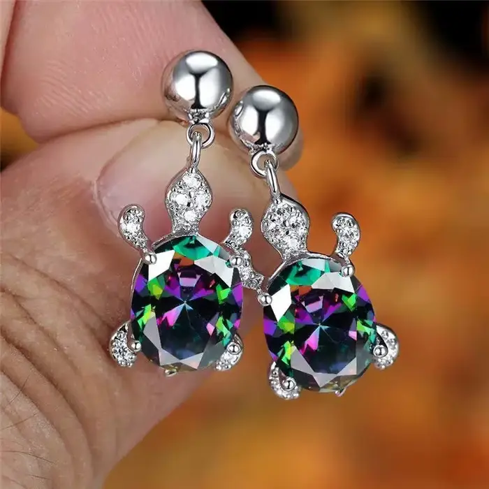 Boucles d'oreilles pendentif tortue en argent Sterling 925 pour femmes, bijoux d'oreille Chic et dél