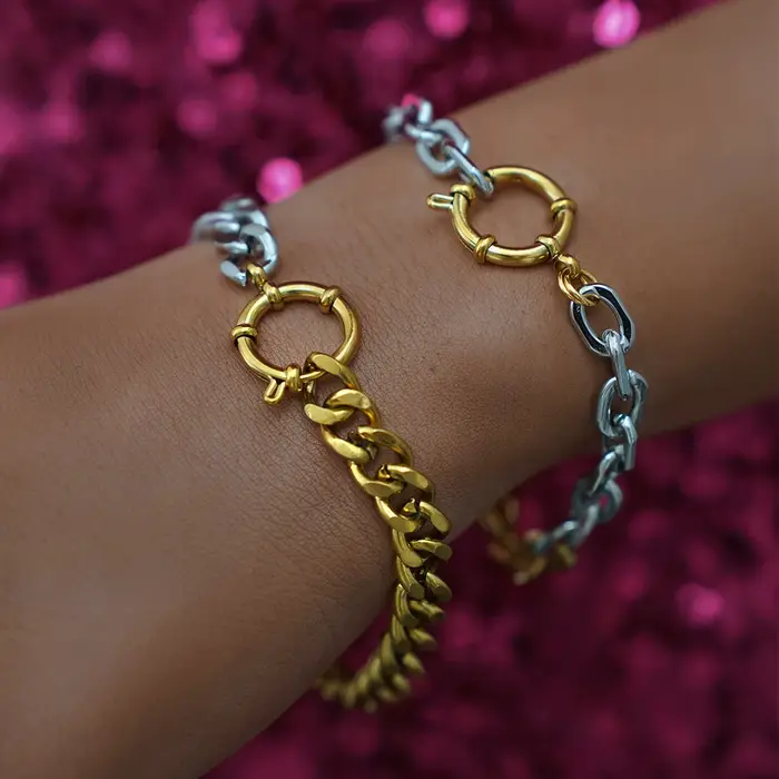 Bracelet à fermoir ancre en acier inoxydable pour femmes