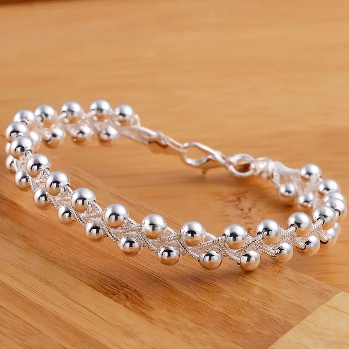 Bracelets en argent Sterling 925 pour femmes, chaîne de perles fines tressées, à la mode, pour fête