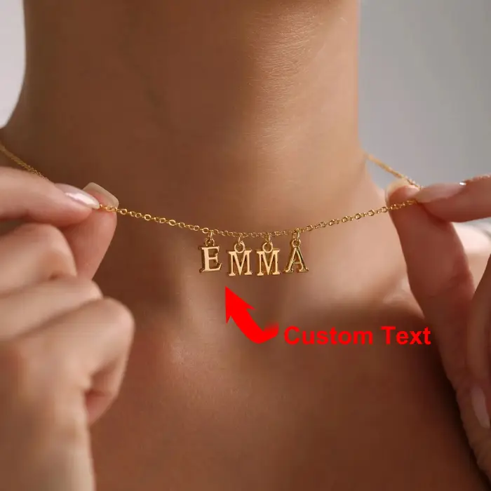 Collier personnalisé avec nom en or ou rouge-marron, cadeau d'anniversaire pour femmes, bijou de mode avec chaîne de maillons, cadeau de Noël unique