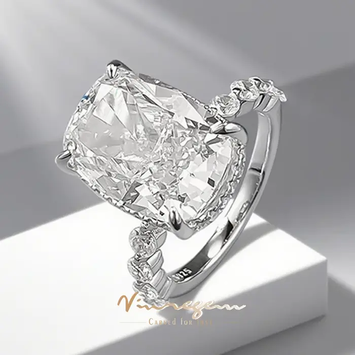 Vinregem – bague de fiançailles en argent Sterling 925 pour femmes, saphir de laboratoire 10x14 MM, diamant à haute teneur en carbone, bijoux fins, cadeaux d'anniversaire