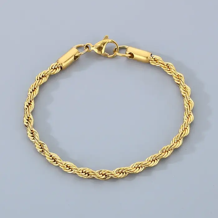 Bracelets en argent Sterling 925 plaqué or 18 carats, chaîne de 4MM, pour hommes et femmes, unisexe,