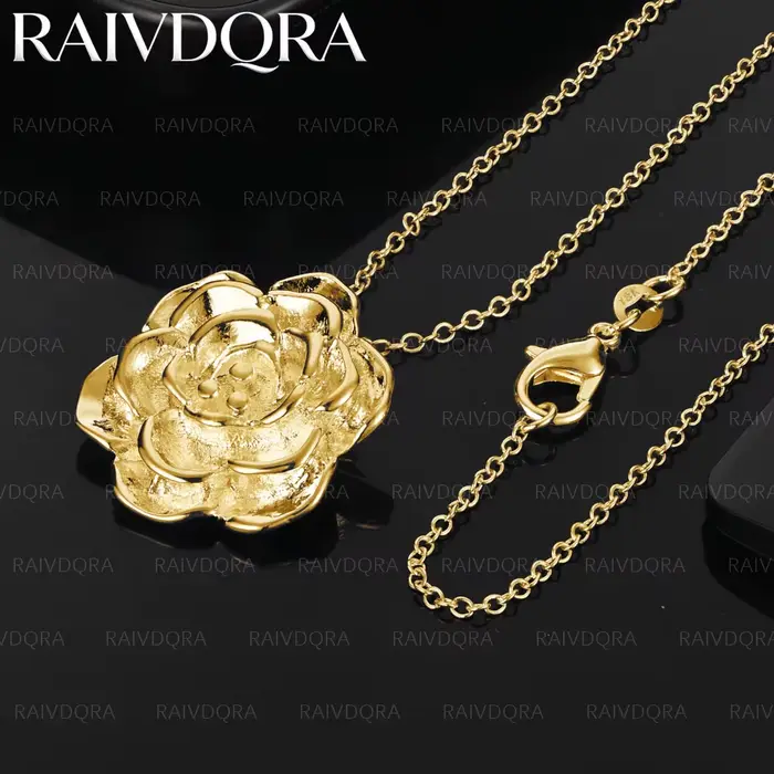 Collier avec pendentif fleur plaqué or 18 carats pour femmes, cadeau d'anniversaire, bijoux romantiq