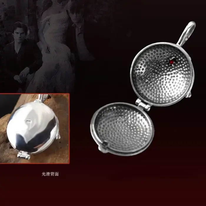 Collier Médaillon en Argent Pur 925 pour Femme, Pendentif Cosplay, Bijoux, Pull, Film The Vampire Diaries, Elena Vervain, Cadeau de Noël