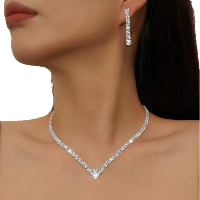 Nouvel ensemble de bijoux populaires transfrontaliers avec diamants intégrés