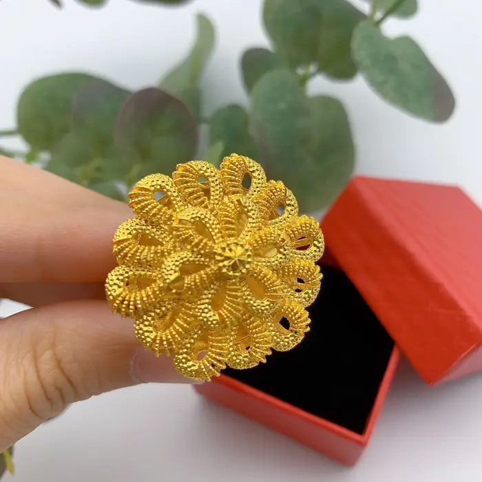 XUHUANG ethiopie bijoux 24K couleur or grandes femmes anneaux dubaï africain luxe grand anneau adapt