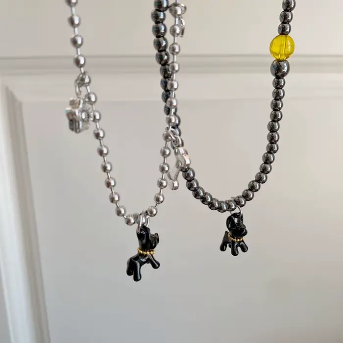 Collier de perles pendentif chien mignon pour femmes et filles, personnalité, mode coréenne, pull, bijoux esthétiques, accessoires en gros