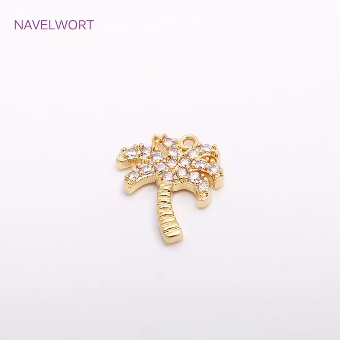 Mini pendentifs en forme de palmier plaqué or 14K