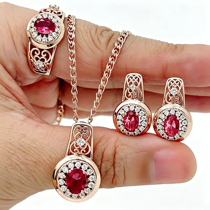 Kinel – ensemble de bijoux de mariage Vintage pour femmes, bague ovale brillante en Zircon naturel r