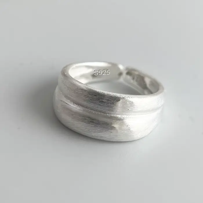 Bagues en argent Sterling 925 pour femmes et hommes, anneau ouvert ovale large et brillant, cadeau d