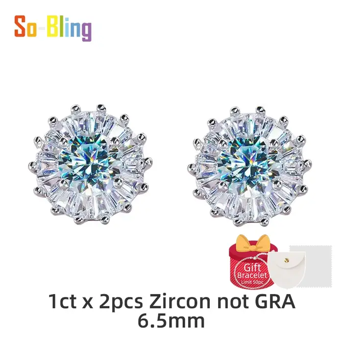 So-Bling 1ct Moissanite boucle d'oreille 925 boucles d'oreilles en argent Sterling pour les femmes é
