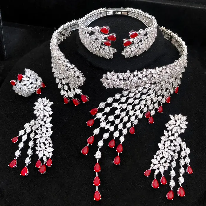 Ensemble de bijoux Missvikki plaqué rhodium pour femme avec pierres en oxyde de zirconium pour mariage et occasions spéciales