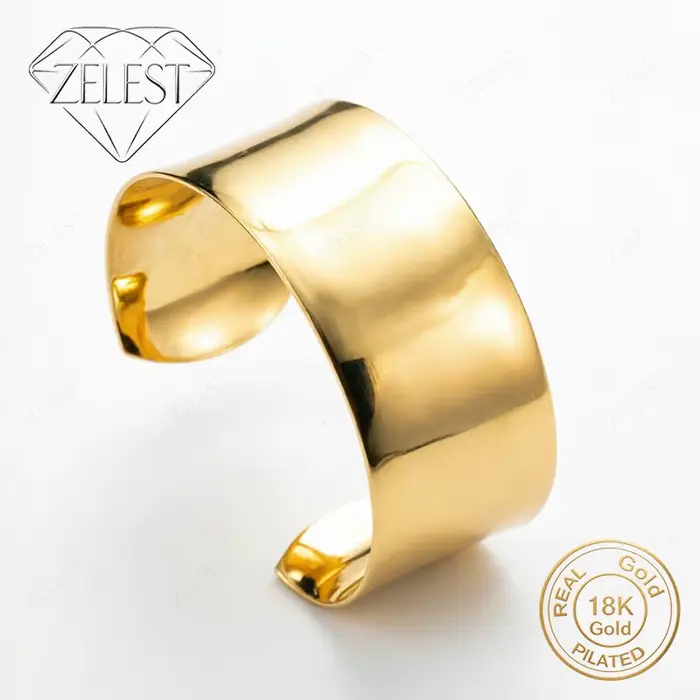 Argent sterling 925, plaqué or 18 carats, ouverture délicate et brillante. Bracelet pour femme, élég