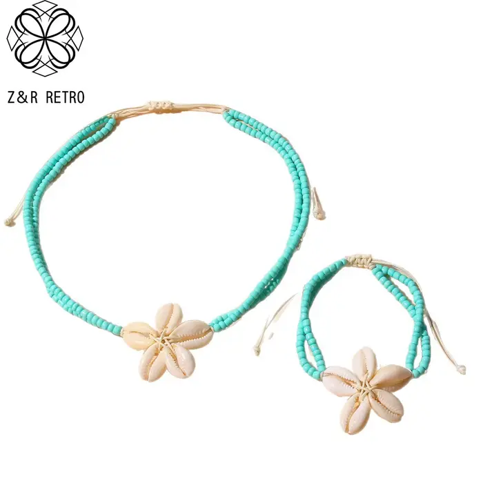 Ensemble de bijoux bohème en perles colorées, collier et bracelet, accessoire de mode essentiel pour les vacances d'été, 2025
