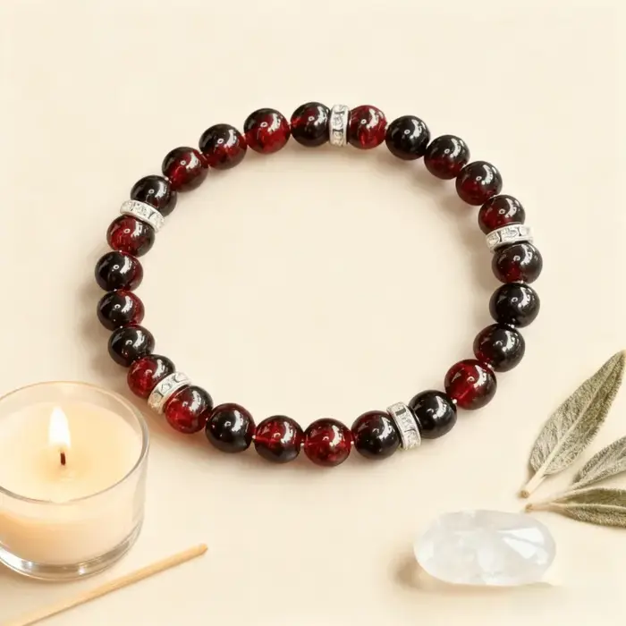 Bracelet de guérison grenat – Pierre naturelle pour toute confiance et passion