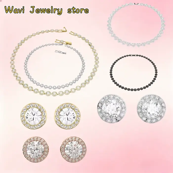 Nouvel ensemble de bijoux en zircon rond très vendu, ensemble de bijoux personnalisé classique, polyvalent et romantique, idéal pour un cadeau