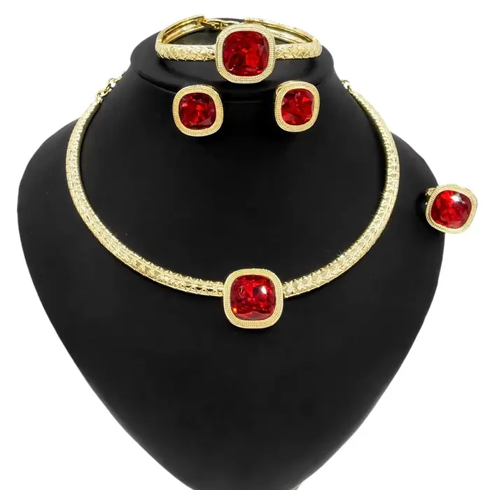 Bijoux de luxe en acier inoxydable plaqué or 24 carats, accessoires de bijoux de fête de mariage de 