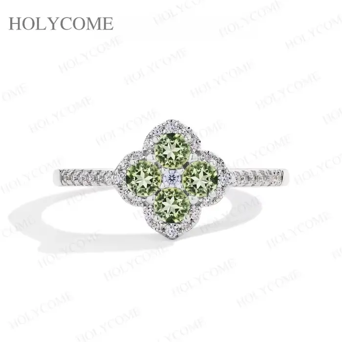 Bague personnalisée en argent Sterling 925, fleur, Moissanite/Paraiba Zircon/peridot, bijoux fins, c
